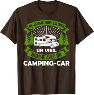 Vieil Homme Avec Camping Car Suis Campeur